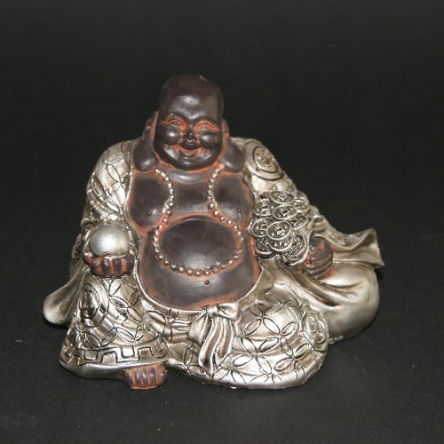 zin Voetganger Regenjas Lachende Boeddha zittend, polystone, zilver 8cm (005) | Boeddha | Boeddha  beelden | Een zeer uitgebreid aanbod | Namaste Groothandel