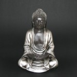 Japanse Boeddha, polystone, zilver 24cm (419)